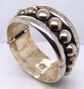 Vintage Sterling Silver Mexico Wide Bangle Bracelet