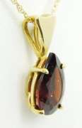 14K Large Garnet Pendant & Chain