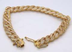 Sterling Silver Cubic Zirconia Curb Link Bracelet