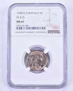 MS67 1938-D/S Indian Head Buffalo Nickel - FS-513 - Graded NGC