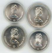 4 Gem BU 1976 Canada $5 and $10 SILVER Olympic Coins. Capsules