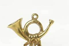 8K Yellow Gold 3D French Brass Horn Musical Instrument Charm/Pendant