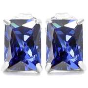 10K SOLID WHITE GOLDOCTAGON SHAPE 5*7MM LAB TANZANITE EARRING STUDS