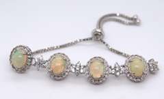 925 Sterling Silver Gemstone Box Chain Bracelet