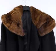 Black Wool 7/8 Coat with Mink Collar