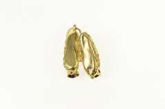 14K Yellow Gold Garnet Slippers Ballet Dance Shoes Charm/Pendant