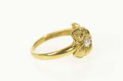 14K Yellow Gold Pearl Dogwood Flower Ornate Statement Ring