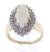Charming Marquise Opal w Double Diamond Halo Ring