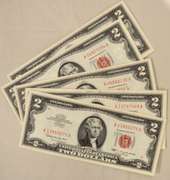 5 $ 2 1963 A Series CH CU US Notes