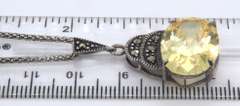 Sterling Silver Yellow Cubic Zirconia Pendant on Chain Necklace