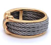 Cute Stainless Steel & 18kt X Cable Ring