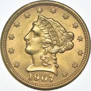 1907 $2.50 Liberty Head Gold Quarter Eagle