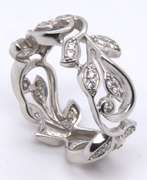 Sterling Silver Leaf Design Cubic Zirconia Band