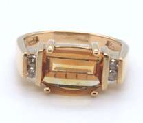 Gorgeous Citrine and Diamond Accent Yellow Gold Ring