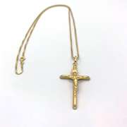 18k yellow Gold snake chain crucifix pendant