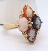 Vintage Yellow Gold Cameo Cluster Ring