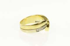 18K Yellow Gold Ornate Diamond Loop Layered Statement Band Ring