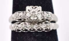 Dazzling Diamond Engagement Ring Set iin 14K White Gold