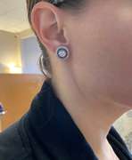Vintage Blue Sapphire & Diamond Halo Earrings in Platinum