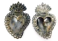 2 Vintage Ex Voto Sacred Hearts
