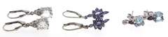 Sterling Silver Three Set aquamarine  Drop Earrings