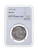 MS66+ 1958 Franklin Half Dollar - Graded NGC