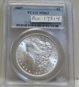 1887 Morgan Dol PCGS MS-63, looks GEM