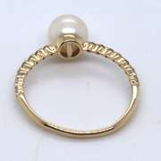 Elegant Yellow Gold Pearl and Diamond Ring