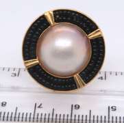 Fantastic 22kt Yellow Gold Black Onyx and Pearl Choker Necklaece w Matching Earrings