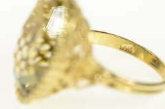 14K Yellow Gold Oval Prasiolite Ornate Filigree Statement Ring