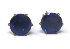 Sterling Silver Blue Cubic Zirconia Stud Earrings