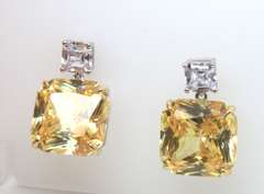 Sterling Silver Yellow and White Cubic Zirconia Earrings