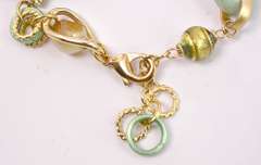 Amazing Italian Made, Hand Blown Art Glass and Gold Links Bracelet and Earrings