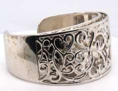 Vintage Sterling Silver Wide Cuff Bangle Bracelet