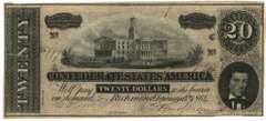 Nice AU 1864 Confederate States of American $20 note (T-67)