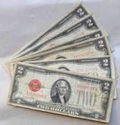 6 1928 G $2 Red Seal US Notes