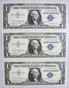 (3) Superb Gem 1957A $1 Star Replacement Silver Certificates-Consecutive!