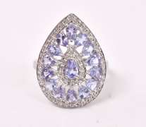 Incredible Purple Gemstone Ring in White Gold