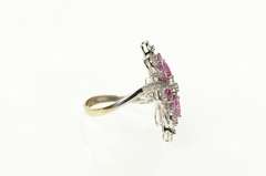 14K White Gold 7.10 Ctw Pink Sapphire Diamond Cocktail Ring