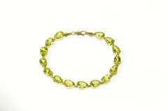 14K Yellow Gold Peridot Pear Cut Classic Statement Tennis Bracelet