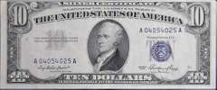 Series 1953 $10 Silver Certificate, Circulated. FR.1706
