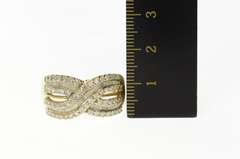 10K Yellow Gold 1.73 Ctw Baguette Diamond Criss Cross Band Ring