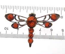 Sterling Silver Amber Dragonfly