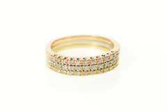 14K Yellow Gold 0.50 Ctw Diamond Tiered Tri Tone Band Ring