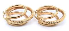 Popular Yellow Gold Triple Hoop Earrings