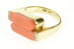 14K Yellow Gold Coral Diamond Accent Squared Bypass Ring