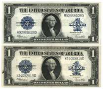 2 Real nice 1923 Series Large Size $1 Silver Certificate notes