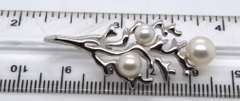 Sterling Silver Pearl Leaf Style Earrings