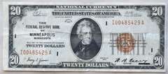 Clean 1929 $ 20 Minneapolis National Series Note