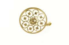 14K Yellow Gold Effy Diamond Ornate Round Cluster Medallion Pendant